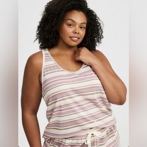 Torrid Cotton Racerback Sleep Tank Donny Stripe Whisper White Sleeveless Size 3X